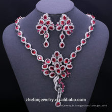 Mode turque 925 en argent sterling faux rubis rouge rubis zircone ensembles de bijoux de mariage